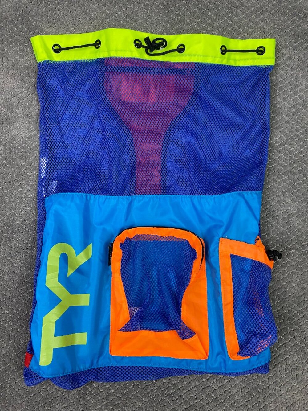 TYR Big Mesh Mummy Backpack Beach Bag Colorblock Summer Swimming Neon 40L